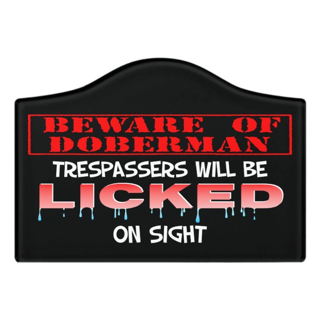 "Beware of Doberman" Small Room Sign (Black) (Small Crest Front)