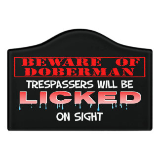 "Beware of Doberman" Small Room Sign (Black) Door Sign