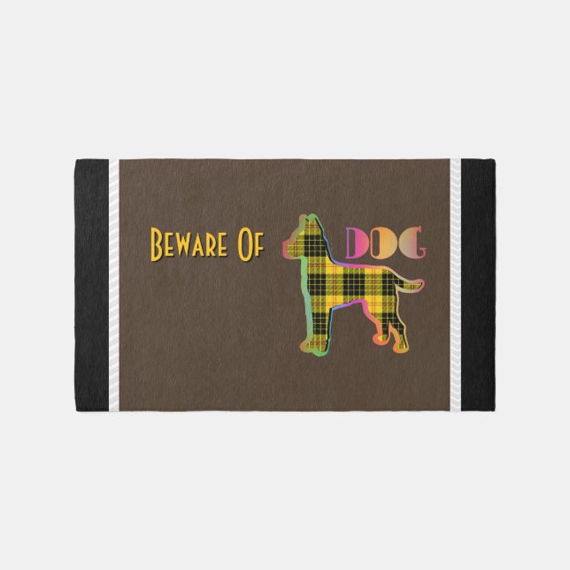Beware Of Dog Brown   Outdoor Rug (Front)