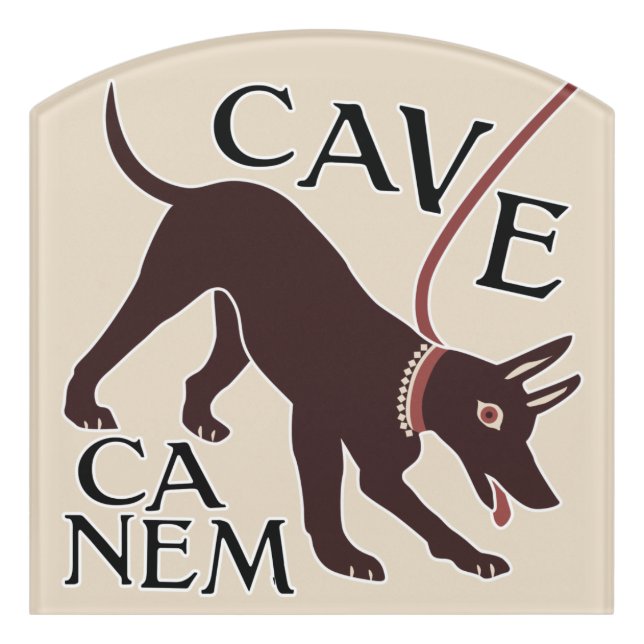 Beware of Dog "Cave Canem" Greco-Roman Image Door Sign (Contour Front)