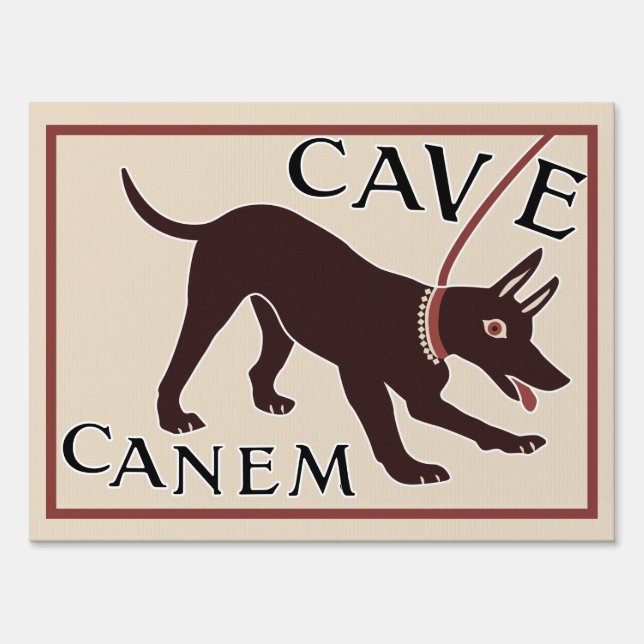 Beware of Dog "Cave Canem" Greco-Roman Image Sign (Front)
