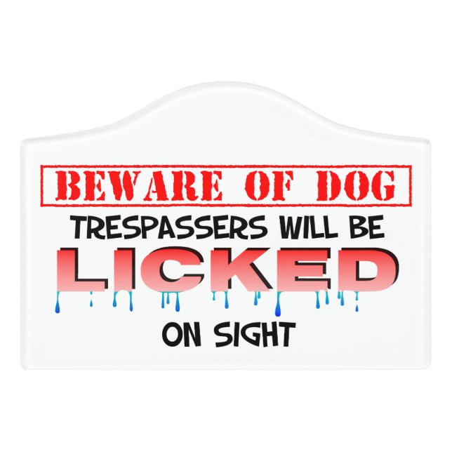 "Beware of Dog" Crest Small Room Sign (White) (Small Crest Front)