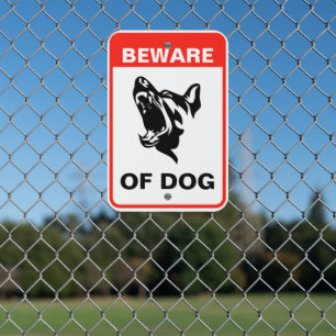 Beware of Dog German Shepherd Security Metal Sign