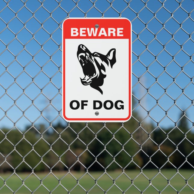 Beware of Dog German Shepherd Security  Metal Sign (In Situ(Fence))