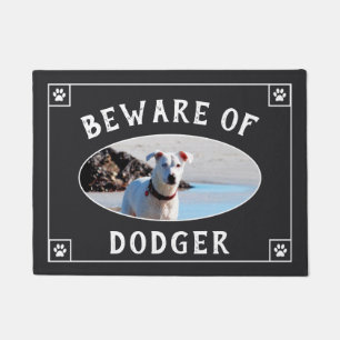 Beware of Dog Name - Photo Doormat