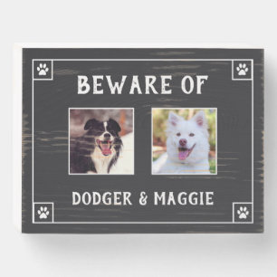 Beware of Dog Names - Two Photos Wooden Box Sign