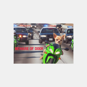 Beware of dog!! outdoor rug