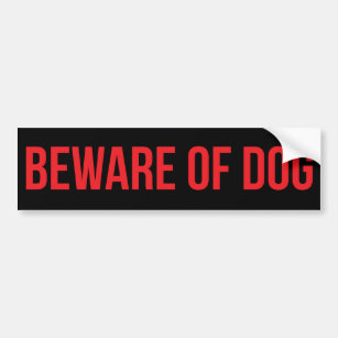 Beware of Dog Red on Black Bumper Sticker