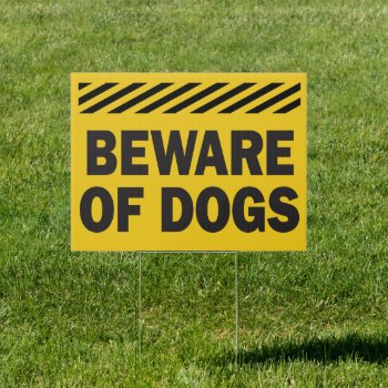 Beware Of Dogs Caution Warning Sign by Sideview at Zazzle