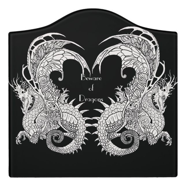 Beware of Dragons Door Sign (Large Crest Front)