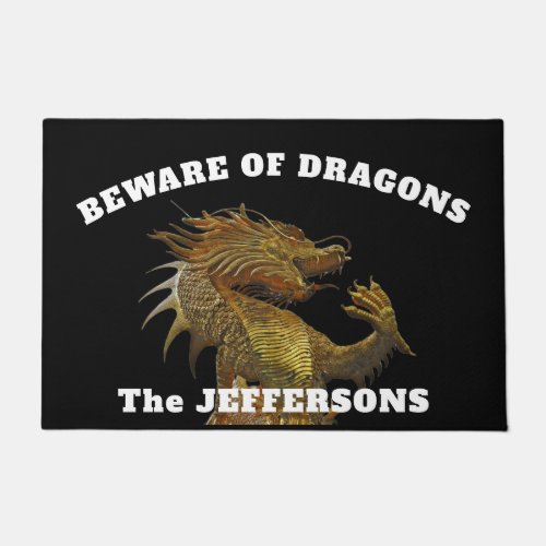 Beware of Dragons  with Dragon  Doormat