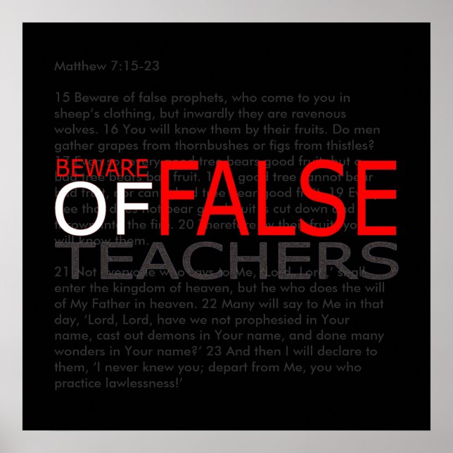 Beware of False Teachers  Christian Witness Poster (Front)
