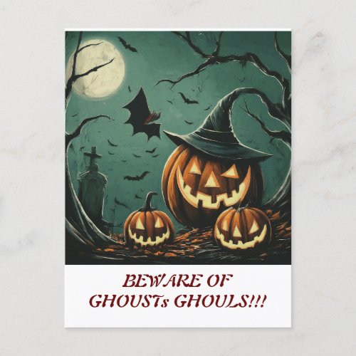 Beware of Ghosts Ghouls and Goblin Foolery Postcard