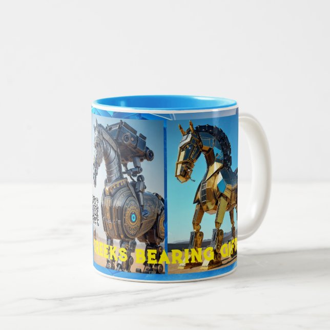 Beware of Greeks bearing gifts Two-Tone Coffee Mug (Front Right)