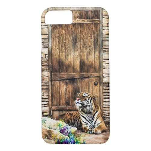 Beware of House Cat Wild Tiger at Cottage Door iPhone 87 Case