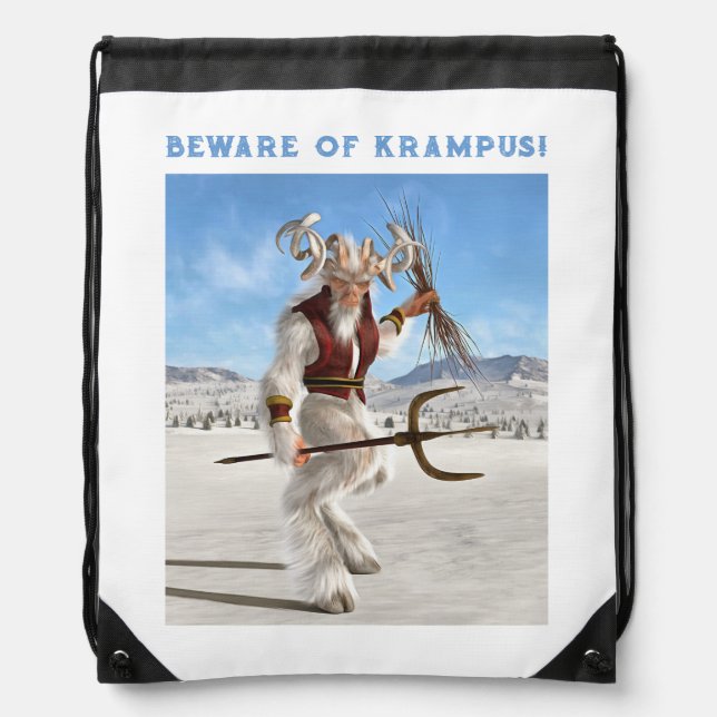 Beware of Krampus! Drawstring Bag (Front)