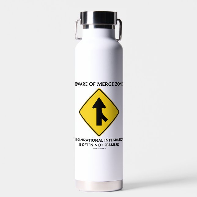 Beware Of Merge Zones Organizational Integration Water Bottle (Front)