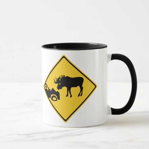 Beware of Moose Traffic Sign Canada Mug