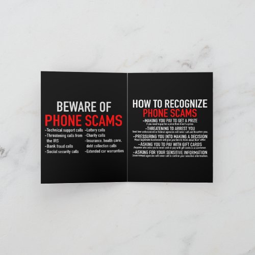 Beware of Phone Scams _ Scam Prevention List Card