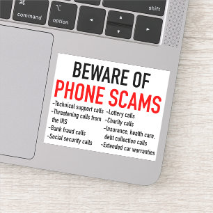 Beware of Phone Scams - Scam Prevention List Sticker