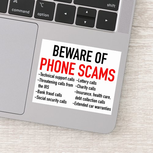 Beware of Phone Scams _ Scam Prevention List Sticker