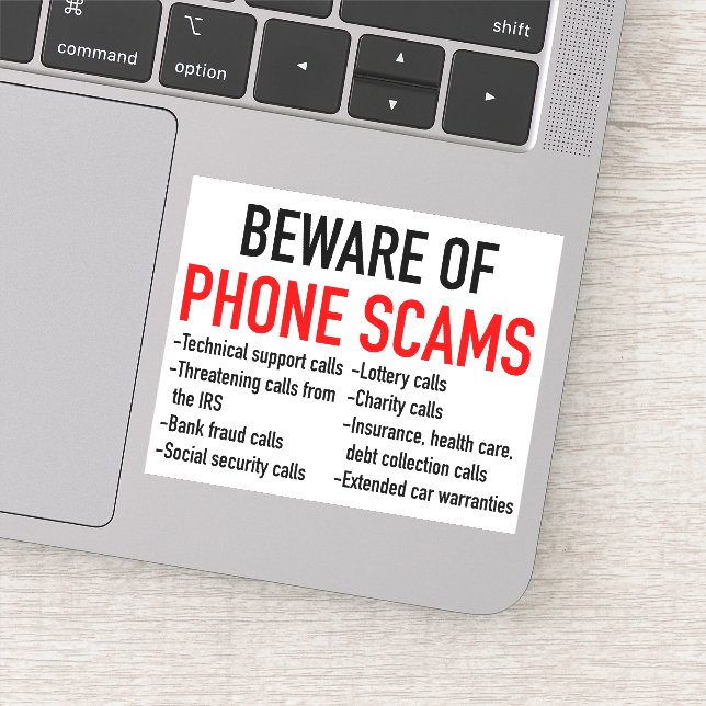 Beware of Phone Scams - Scam Prevention List Sticker (Detail)