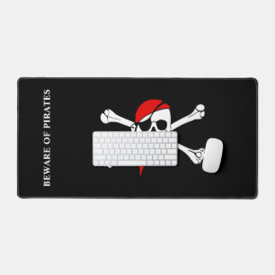 Beware of Pirates Skull Bones Desk Mat