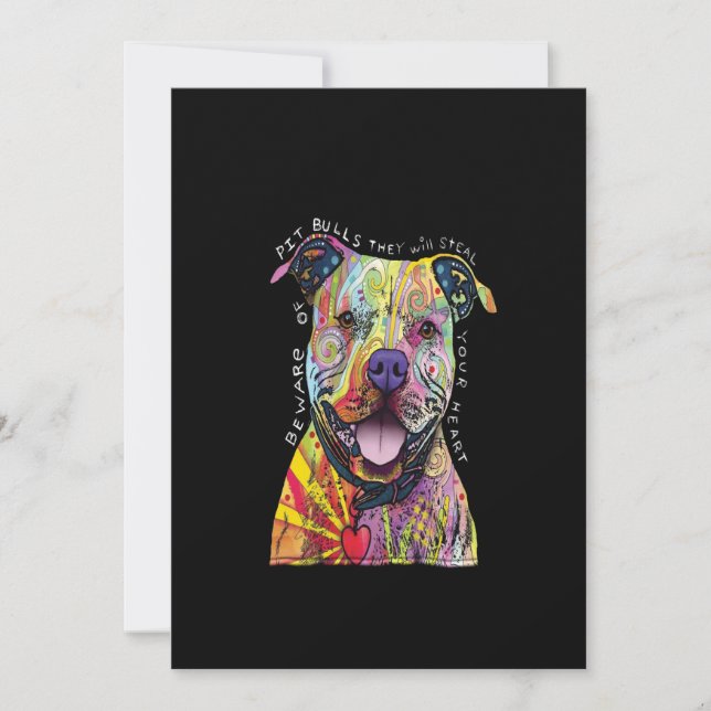 beware of Pitbull dogs they will steal your heart. Thank You Card (Front)