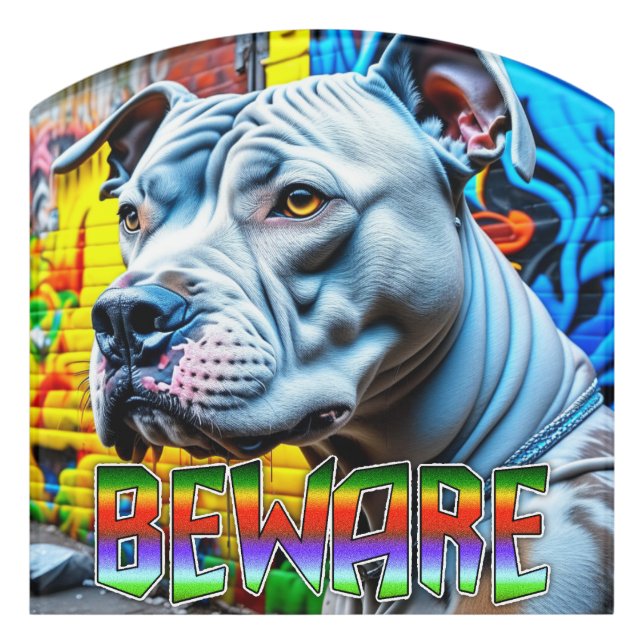 Beware of Pitbull  Door Sign (Contour Front)