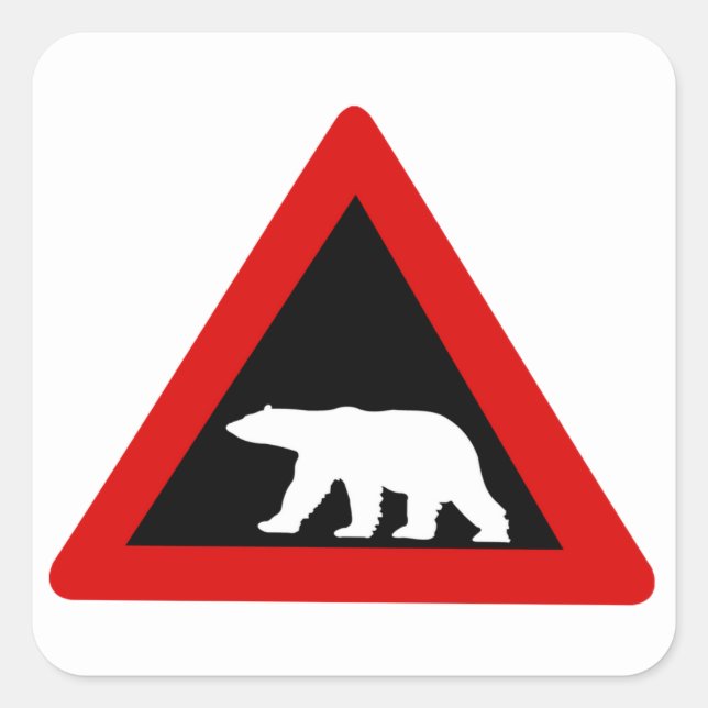 Beware of Polar Bears, Traffic Sign, Norway Square Sticker (Front)