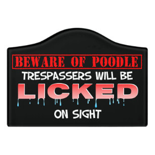 "Beware of Poodle" Small Room Sign (Black)