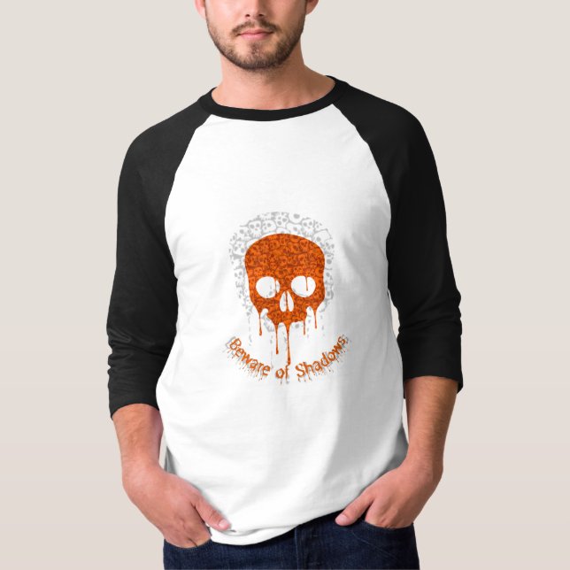 Beware of Shadows - Skull Basic 3/4 Sleeve Raglan T-Shirt (Front)