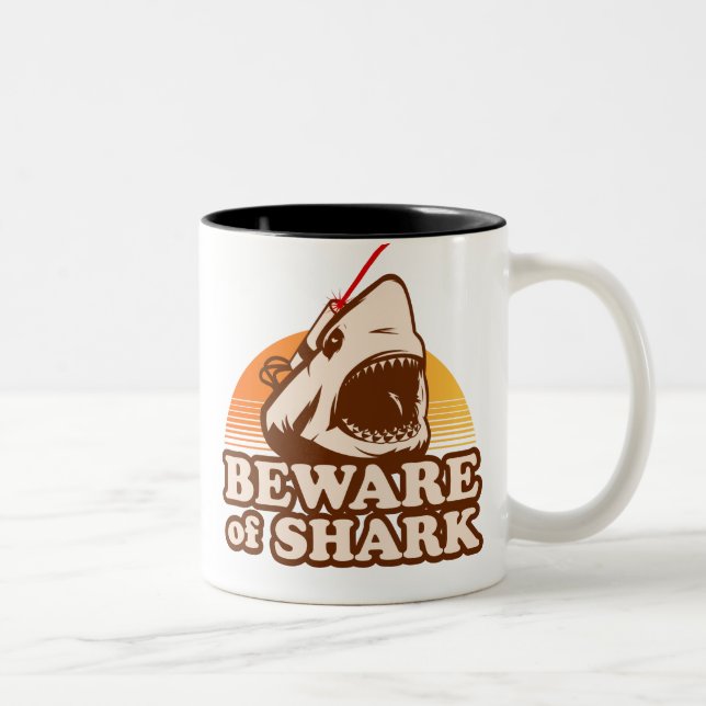 Beware of Sharks with Frickin' Laser Beams Two-Tone Coffee Mug (Right)