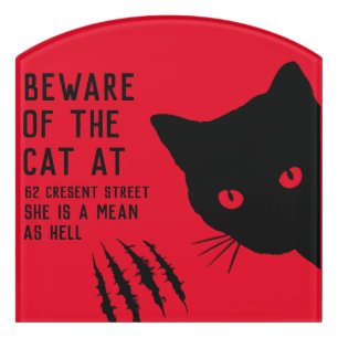 Beware of The Cat Door Sign