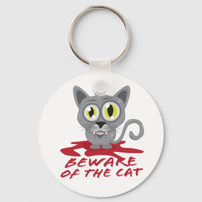Beware Of The Cat Keychain (Front)