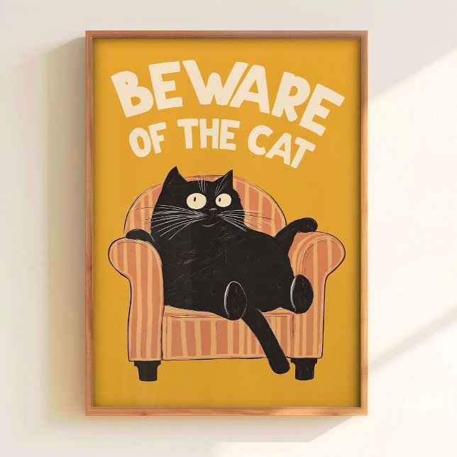 Beware of the Cat Print Funny Cat Poster Printable (Creator Uploaded)