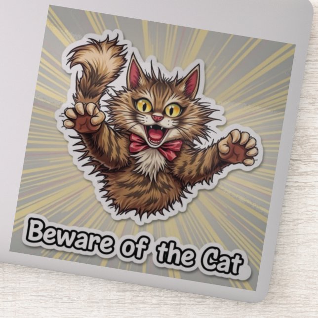 Beware of the Cat Sticker (Detail)