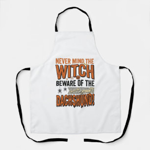 Beware Of The Dachshund Halloween Witch Shirt_1 Apron