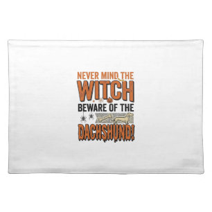 Beware Of The Dachshund Halloween Witch Shirt_1 Cloth Placemat