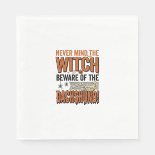 Beware Of The Dachshund Halloween Witch Shirt_1 Napkins