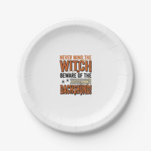 Beware Of The Dachshund Halloween Witch Shirt_1 Paper Plates