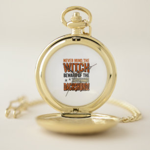Beware Of The Dachshund Halloween Witch Shirt_1 Pocket Watch