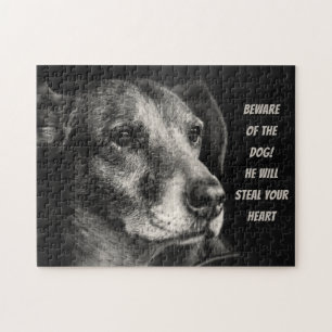 Beware of the dog, custom pet photo jigsaw puzzle