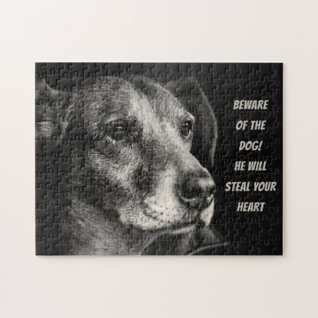 Beware of the dog, custom pet photo jigsaw puzzle (Horizontal)