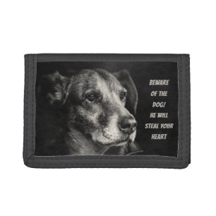 Beware of the dog, custom pet photo tri-fold wallet