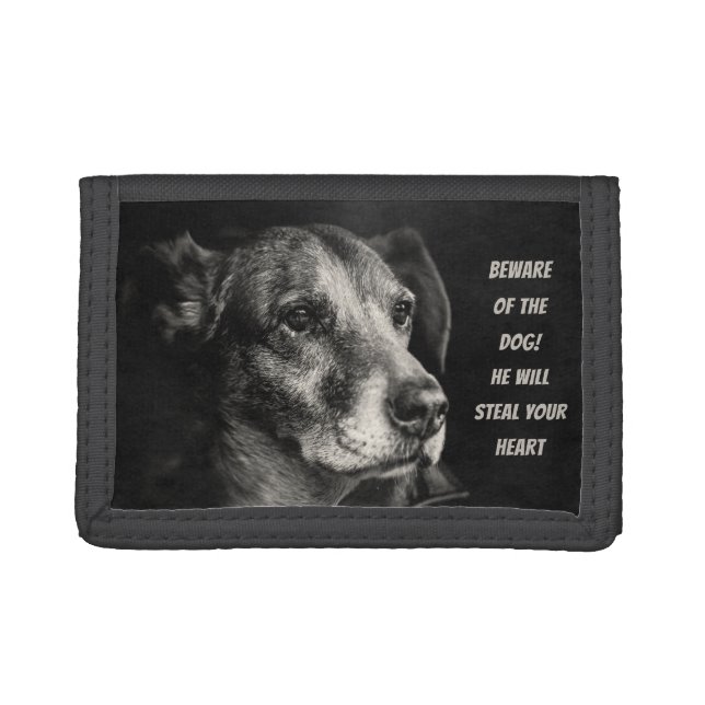 Beware of the dog, custom pet photo trifold wallet (Front)