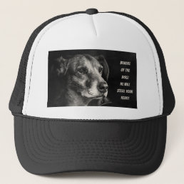 Beware of the dog, custom pet photo trucker hat