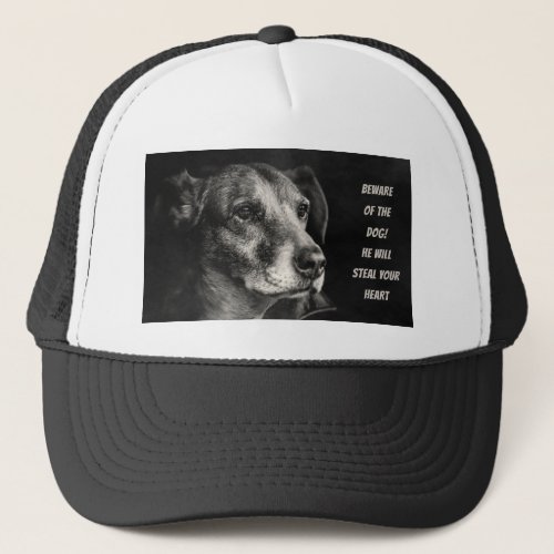 Beware of the dog custom pet photo trucker hat
