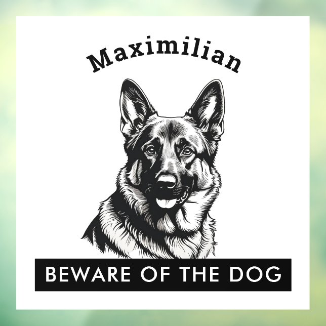 Beware of the Dog German Shepherd Personalized Window Cling (Sheet 3)