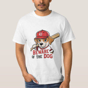 Beware of the Dog – Playful Baseball Dog Design T-Shirt